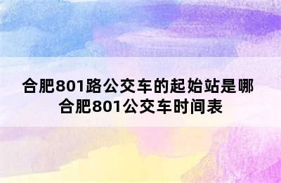 合肥801路公交车的起始站是哪 合肥801公交车时间表